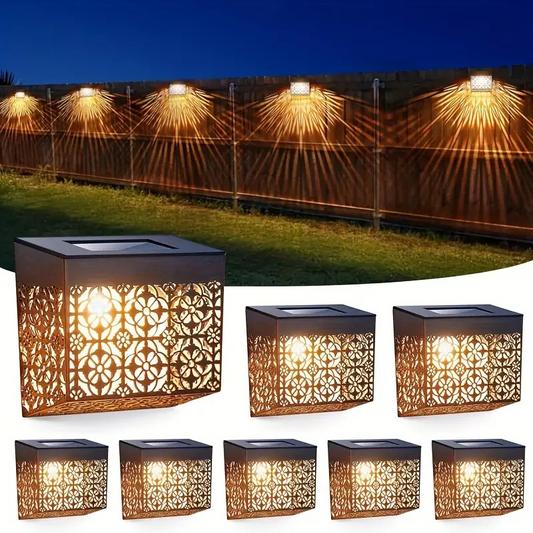 Solcellsdriven LED-vägglampa med snidade mönster för gångväg och trädgård