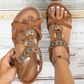 Damers bohemiska pärlplatta sandaler