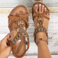 Damers bohemiska pärlplatta sandaler