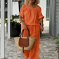 👚 50% RABATT 👖 | 2-delat Set med Topp & Byxor – Elegant Rundhals & Vida Ben