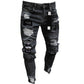 🔥 50% RABATT NU! 👖 Herrar slim jeans med rev – Modersmål lappar & hållbart denim 🎨👟
