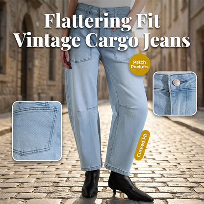 🌸 50% OFF NOW! 🌸Casual Barrel Leg Jeans with Patch Pockets