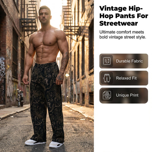 👖 60% RABATT! 🔥 Herr Retro Hip Hop Tryckt Byxor – Unikt Mönster, Bekväm Passform & Perfekt För En Cool Streetstyle 🕶️