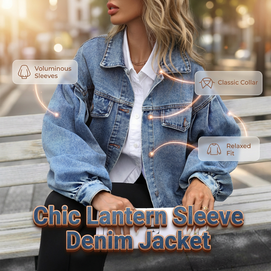 Damjacka i Denim med Lykärmlar