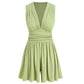👗Dam Ärmlös V-ringad Jumpsuit med Rynkad Midja