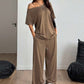 Off shoulder tvådelat set – topp & byxa i mjuk kvalitet 👕👖✨
