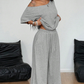 Off shoulder tvådelat set – topp & byxa i mjuk kvalitet 👕👖✨