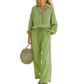 👗 50 % RABATT NU! ☀️ Elegant tvådelat set i linneimitation för dam – andas, avslappnad passform och justerbar midja 🌿