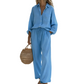 👗 50 % RABATT NU! ☀️ Elegant tvådelat set i linneimitation för dam – andas, avslappnad passform och justerbar midja 🌿