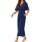 Elegant jumpsuit för dam med V-ringning, vida ben och knytning i midjan