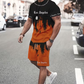 Mäns grafiska tryck T-shirt och shorts uppsättning