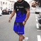 Mäns grafiska tryck T-shirt och shorts uppsättning