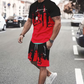Mäns grafiska tryck T-shirt och shorts uppsättning