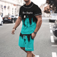 Mäns grafiska tryck T-shirt och shorts uppsättning