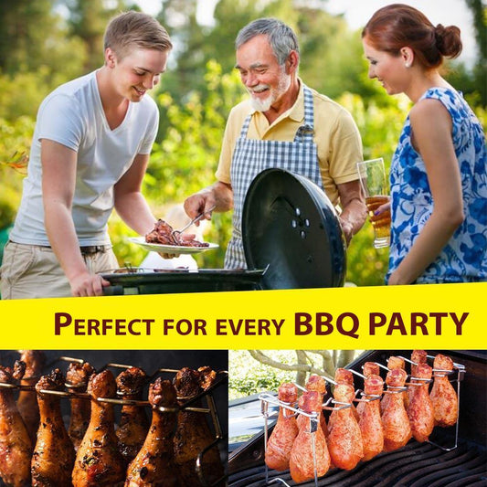 🍗 BEGRÄNSAD TID: 50 % RABATT! ✨ Rostställ för kycklingklubbor – rostfritt stål, hopfällbart, 14 platser 🍖