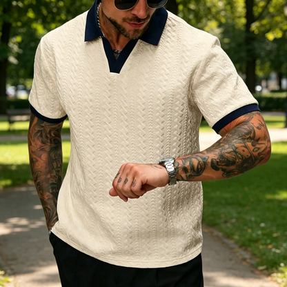 👕 50% RABATT! 🌞 Herr Fritidstopp med Strukturmönster – Kortärmad, Bekväm & Andningsbar, Perfekt För Vardag & Lätt Sommarklädsel 🏠