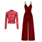 2-Delat Set med Sammet Jumpsuit & Spetstopp