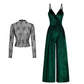 2-Delat Set med Sammet Jumpsuit & Spetstopp