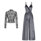 2-Delat Set med Sammet Jumpsuit & Spetstopp