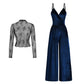 2-Delat Set med Sammet Jumpsuit & Spetstopp