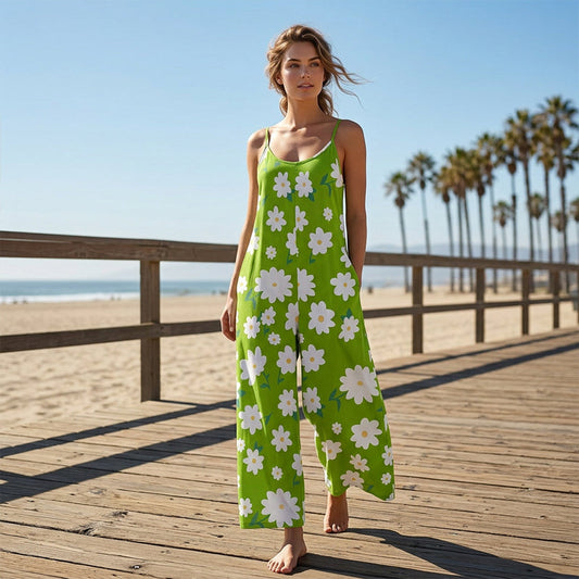 💮Dam Blommig Jumpsuit med Vida Ben
