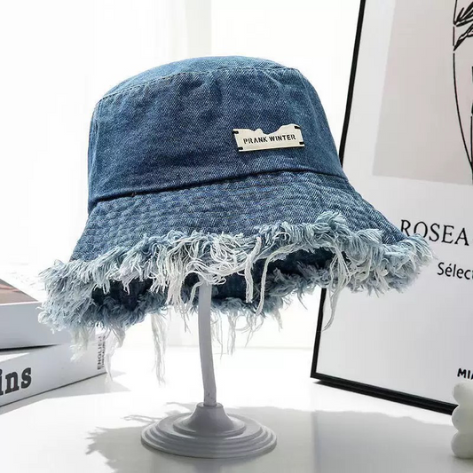 ⏳Begränsad tid 50% rabatt⏰ Snygg Lagd Fransat Denim Solskyddshatt 👒