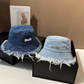 ⏳Begränsad tid 50% rabatt⏰ Snygg Lagd Fransat Denim Solskyddshatt 👒
