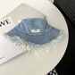 ⏳Begränsad tid 50% rabatt⏰ Snygg Lagd Fransat Denim Solskyddshatt 👒