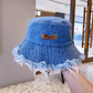 ⏳Begränsad tid 50% rabatt⏰ Snygg Lagd Fransat Denim Solskyddshatt 👒