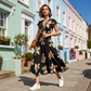 👗50% RABATT!🌸Casual klänning med tryck, V-ringning och volanger för damer