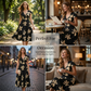 👗50% RABATT!🌸Casual klänning med tryck, V-ringning och volanger för damer