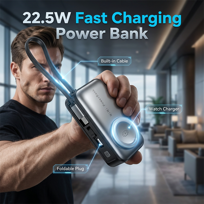 💎 Magnetisk Trådlös Powerbank | 4-i-1 Kompatibel, Snabbladdning, Kompakt Design ✨