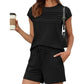 👚 50% RABATT! 🔥 Bästsäljande shorts-set – Dam 2-delars set med veckad T-shirt & shorts med dragsko – Bekvämt, trendigt & perfekt för sommar och ledighet 🩳