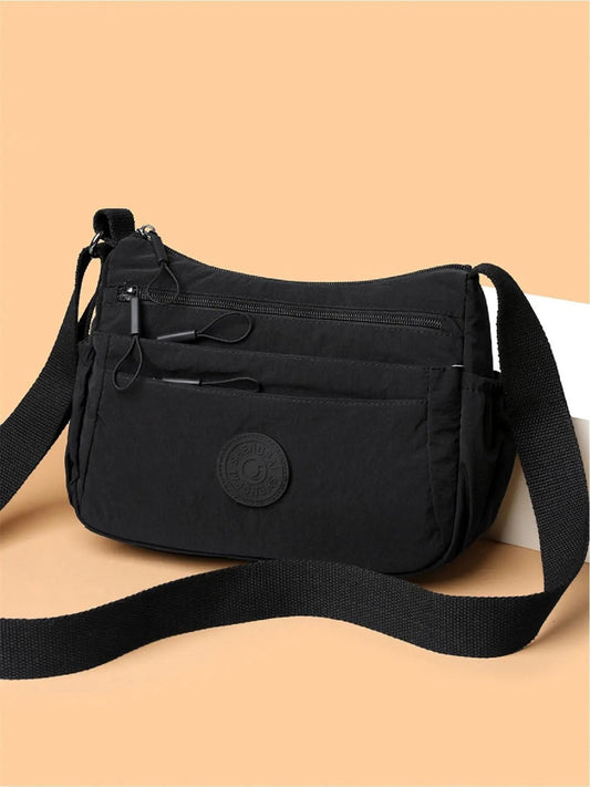 👜 Dam Enfärgad Crossbody-väska ✨ Flerficksig Dragkedja Modig Daglig Väska