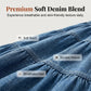 Dam Högmidjad Skiktad A-linje Denim Maxikjol