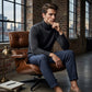 Herr Randiga Linblandning Casual Byxor