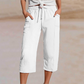 👖 50% RABATT NU!🌿 Dam Plisserade Croppade Byxor – Linne-Bomull Vid Ben & Andningsbar – Sommar Casual Essential 🍃