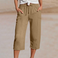 👖 50% RABATT NU!🌿 Dam Plisserade Croppade Byxor – Linne-Bomull Vid Ben & Andningsbar – Sommar Casual Essential 🍃