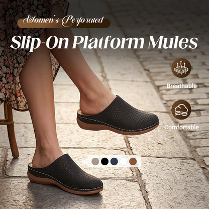 Dam Perforerade Slip-On Platå Mules