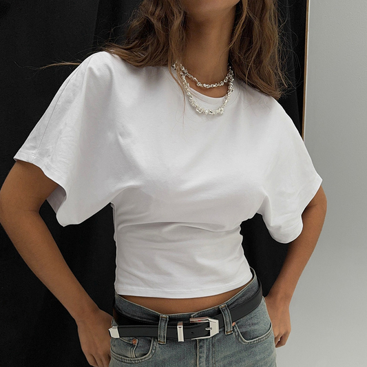 Dam Sommar Chic Figursydd Midja T-shirt
