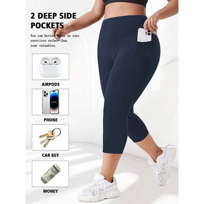 Damleggings med hög midja och fickor – Capri-modell