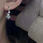 Celestial Star Dangle Hoop-örhängen – Stjärnkluster, Cubic Zircon & Galvaniserad Legering, Silver-Blå ⭐💎