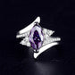Asymmetrisk ring med marquise-slipad lila zirkon