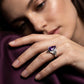 Asymmetrisk ring med marquise-slipad lila zirkon