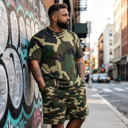 Herr Kamouflagetryckt T-shirt & Shorts Set