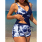 Tropiskt Mönstrad Högmidjad Tankini & Shorts Set