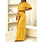 👒 50% RABATT NU! ✨ Dam Off-Shoulder Prickigt Set – Elegant Högmidja & Luftigt – Sommarsemesterns Måste 🍋