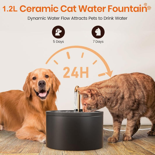 📦【 Limiterad 50 % rabatt + fri frakt】🐱 💧 Keramisk vattenfontän för husdjur med kran – fräscht vatten hela dagen