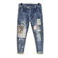 👖 50% RABATT NU! 🔥 Herr Patchwork Slitna Jeans – Robust, casual & unikt slitet utseende – Avslappnad passform, andningsbart denim – perfekt för streetwear eller vardagsstil ✨