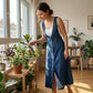 🌸 50% RABATT NU! 🌸 Damklänning i Denim med Knappar fram – Overall Midi